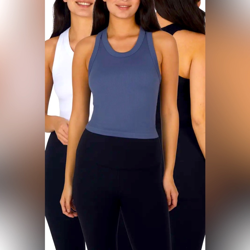BNWT - 90 Degree by Reflex. 3 Pack Seamless Crop Tanks, Size XL